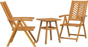 vidaXL Kert étkező szett 3 pcs Barna Tömör Akácfa