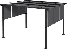 Outsunny Pergola kb. 3,5 x 3 m, Teraszfedés Oldalfallal, Kertbe, Teraszra, Sötétszürke | Aosom
