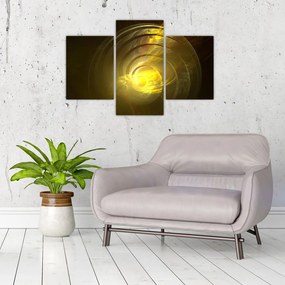 Sárga absztrakt spirál képe (90x60 cm)