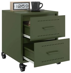 2 db olívazöld acél éjjeliszekrény 36x39x43,5 cm