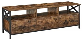 TV szekrény polcokkal és fiókokkal, rusztikus barna 147x40x50cm