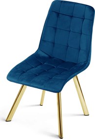 Étkezőszék CIEZA VELVET arany lábakkal, kék