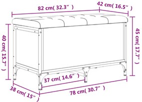barna tölgy színű szerelt fa tárolópad 82 x 42 x 45 cm