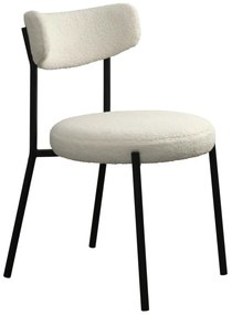 Gimli design szék, törtfehér bouclé, fekete fém láb