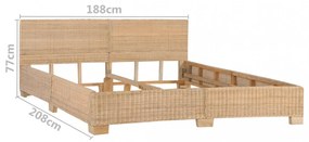 kézzel font valódi rattan ágykeret 180 x 200 cm