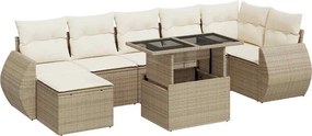 vidaXL 8 részes bézs polyrattan kerti ülőgarnitúra párnával