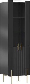 Malmi vitrines szekrény 60 cm - fekete matt / arany lábak