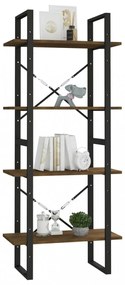 4 szintes barna tölgyszínű szerelt fa könyvszekrény 60x30x140cm