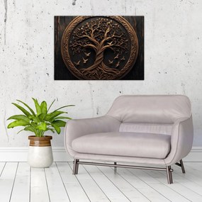 Kép – Fából készült életfa (70x50 cm)