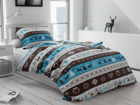 TÉLI RÉNSZARVAS barna pamut ágyneműhuzat Ágyneműhuzat mérete: 70 x 90 cm | 140 x 200 cm