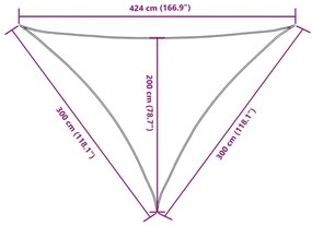 fehér háromszögű oxford-szövet napvitorla 3 x 3 x 4,24 m