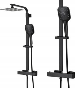 Fekete zuhanyoszlop zuhanyfejjel és csapteleppel Fali zuhanyszett