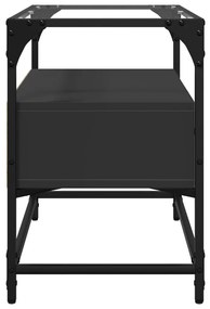 fekete szerelt fa TV-szekrény üveglappal 60 x 35 x 51 cm
