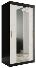 Ruhásszekrény 100 cm Marbelo T1 (matt fekete + fehér márvány). 1064558