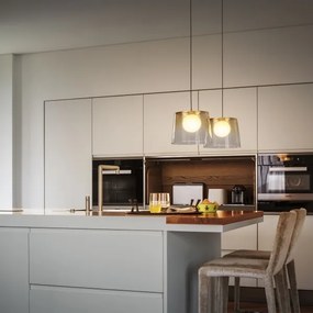 Ideal Lux - LED Csillár zsinóron FADE 1xG9/3W/230V átm. 27,3 cm arany/füstös