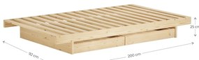 Natúr színű borovi fenyő egyszemélyes ágy tárolóhellyel és ágyráccsal 90x200 cm Kanso – Karup Design