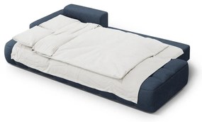 Sötétkék kinyitható-tárolóhelyes sarokkanapé (bal oldali-heverő résszel) Linz – Cosmopolitan Design