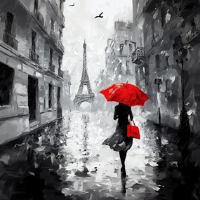 Vászonkép Canvas Párizs Eiffel-torony Eső Nő Esernyő 40x40