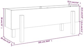 tömör fenyőfa kerti magaságyás 101 x 30 x 38 cm