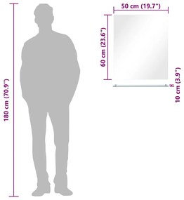 edzett üveg falitükör polccal 50 x 60 cm