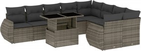 vidaXL 10 részes szürke polyrattan kerti ülőgarnitúra párnákkal