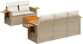 vidaXL 6 részes bézs polyrattan kerti ülőgarnitúra párnával