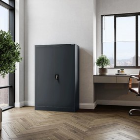 KEVIN irodai irattároló fémszekrény, 900 x 1400 x 400 mm, antracit