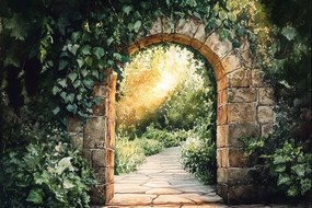 Fotótapéta Flizelina Kert Park Fal Kapu Átjáró Ösvény 368x254 ragasztó