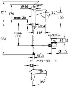 GROHE 24328001 - SWIFT mosdócsaptelep 179 mm, fényes króm