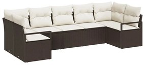 vidaXL Kanapé Szett párnával 7 pcs Barna polirattan