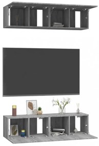 4 db szürke sonoma színű szerelt fa fali TV-szekrény 60x30x30cm