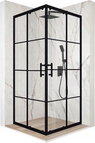 Zuhanykabin 80x80cm tolóajtó fekete Esg üveg 6mm bevonat