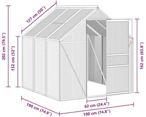 antracitszürke alumínium melegház alapzattal 3,61 m²