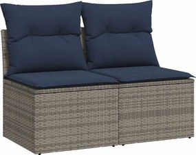 vidaXL 2 részes szürke polyrattan akácfa kerti ülőgarnitúra párnákkal