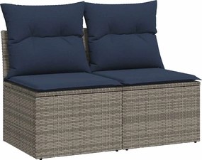 vidaXL 2 részes szürke polyrattan akácfa kerti ülőgarnitúra párnákkal