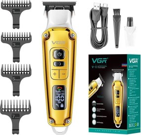 VGR V-931 Professzionális hajvágó digitális kijelzővel, 5500–7000RPM, 240 perc üzemidő, 1600mAh akkumulátor