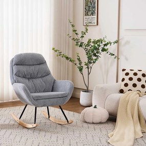 Hintaszék, relaxációs szék kordbársony kárpitozással, szürke