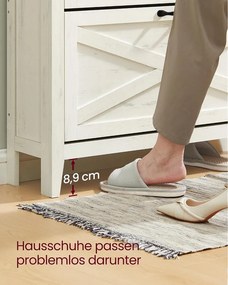 VASAGLE Keskeny Cipősszekrény 3 Lenyíló Ajtóval, LIRY Kollekció, Antik Fehér