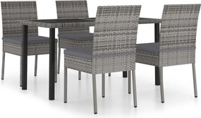 vidaXL 5 részes szürke polyrattan kerti étkezőgarnitúra
