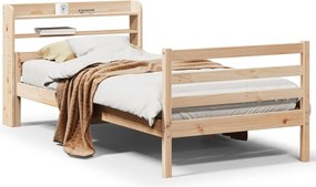vidaXL tömör fenyőfa ágykeret fejtámlával 90 x 200 cm