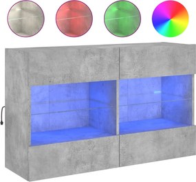 vidaXL betonszürke falra szerelhető TV-szekrény LED-del 98,5x30x60,5cm