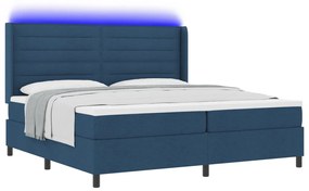 Boxspring Ágy Mattal és LED Kék 200x200 cm Szövet