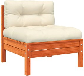 vidaXL viaszbarna tömör fenyőfa kerti karfa nélküli kanapé párnával