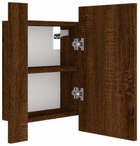 barna tölgy szerelt fa tükrös szekrény LED-del 40 x 12 x 45 cm