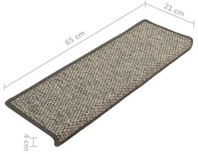 15 db szürke-bézs öntapadó lépcsőszőnyeg 65x21x4 cm