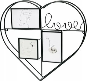 Fekete Fém Fali Képkeret Szív Alakú Képhez Love Felirat