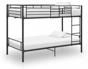 Fekete fém emeletes ágy 90 x 200 cm