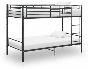 fekete fém emeletes ágy 90 x 200 cm