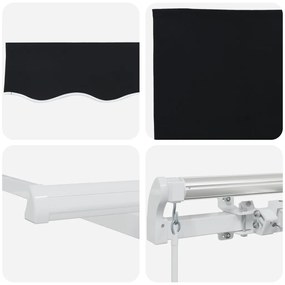 Kézi Behúzható Napellenző Fekete 300x250 cm