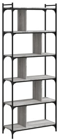 6 szintes szürke sonoma színű fa könyvespolc 76 x 32 x 192 cm